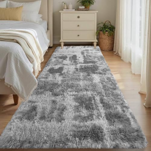 Noahas 2x6 Grey Fluffy Soft Runner Rug Non-Slip for Bedroom Dorm Hallway by ModernHomeDecor