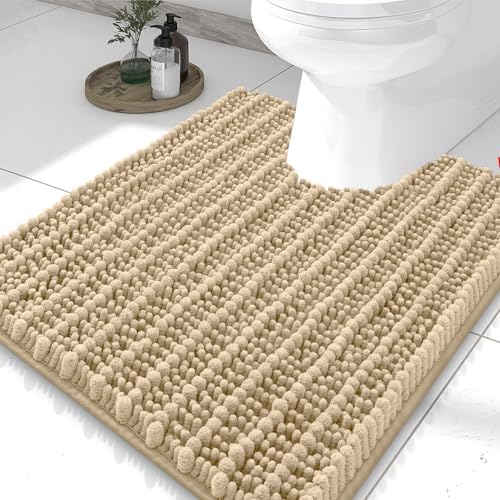 Smiry Bathroom Toilet Rugs U Shaped 24X20, Chenille Bath mats for Toilet by Smiry