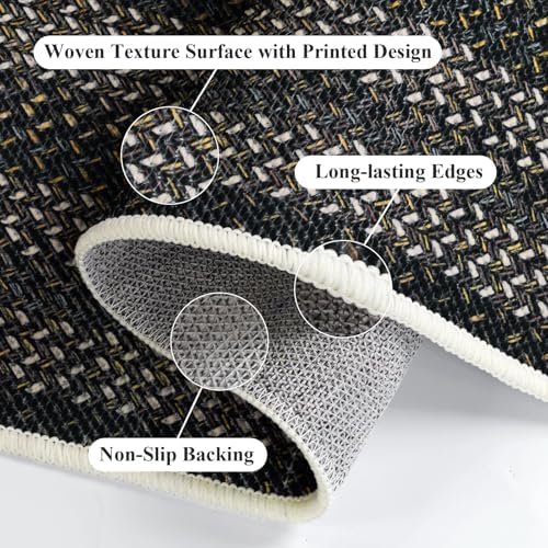 HEBE Faux Jute Kitchen Rugs Set of 3, Washable Kitchen Mats for Floor - Image 3