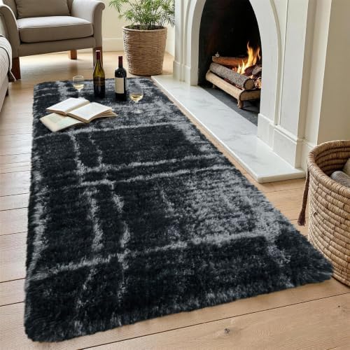 Noahas 2x6 Grey Fluffy Soft Runner Rug Non-Slip for Bedroom Dorm Hallway - Image 4