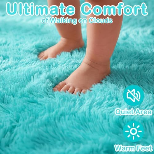 Fluffy Shag Teal Area Rugs for Bedroom 5x7 Fuzzy Shaggy Rug for Living Room - Image 2
