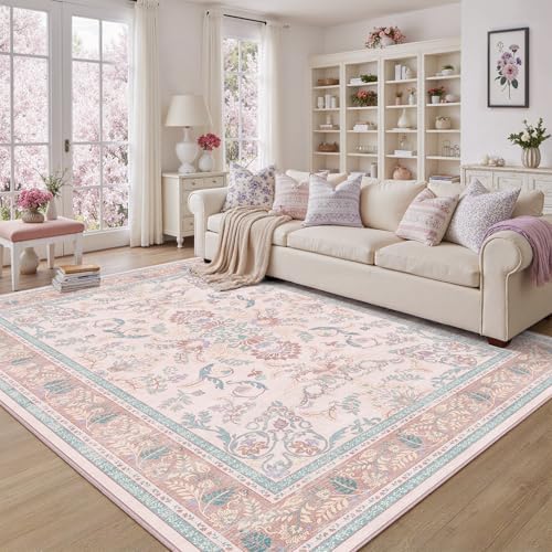 DCX 5x7 Pink Vintage Floral Rug - Image 2