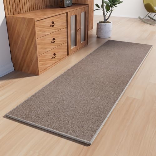AREDO Door mat with Non Slip Rubber Backing 2 * 3 ft, Washable Soft Floor Carpet for Kitchen, Hallway, Entryway Indoor, Bedroom, Laundry, Low Pile Area Rugs, Solid Color with Pointillism Style, Brown - Image 4