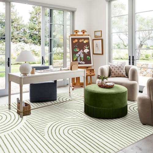 Lahome Abstract 8x10 Living Room Rug, Green 8x10 Area Rugs for Bedroom - Image 5