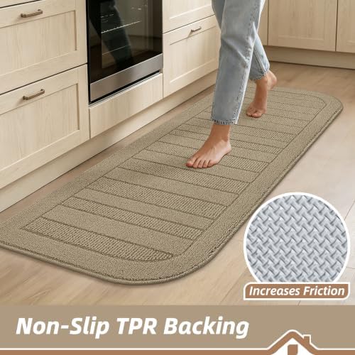 BEQHAUSE 24x60 in Kitchen Rugs Non Slip Washable Kitchen Runner Rug, Beige - Image 4
