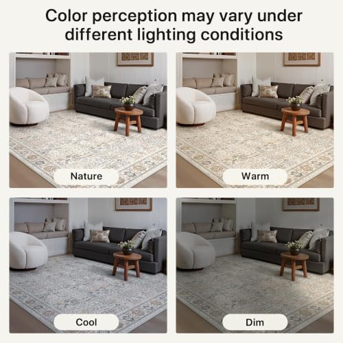 Bavni 2x7 Kitchen Runner Rug, Washable Non Slip, Beige Grey - Image 6