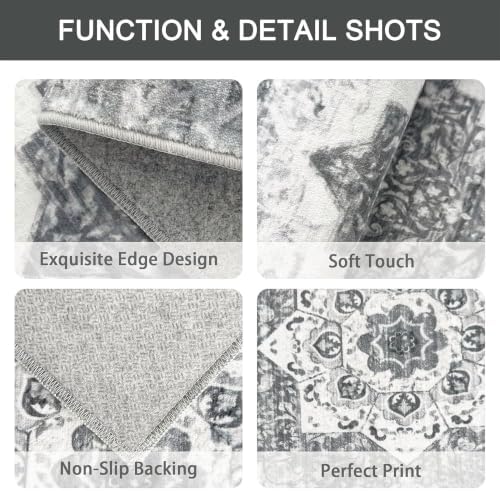 Kitchen Rugs Sets of 3 100% Non Slip Washable Kitchen Mats for Floor, Grey2 - Image 5