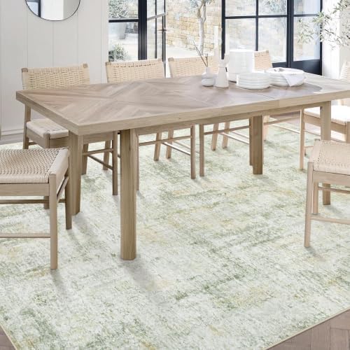 Area Rugs 5x7 Living Room: Washable Rug Modern Abstract Rugs Soft Non Slip Neutral Rug Stain Resistant Indoor Carpet for Bedroom Kitchen Dining Room Nursery Home Office Rugs(Green Brown,5'x7') - Image 4