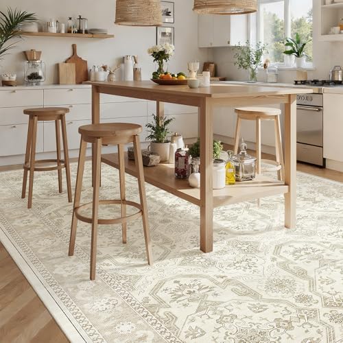 Soalmost 8x12 Area Rugs Large Washable Living Room Rug Non-Slip Beige/Brown - Image 4