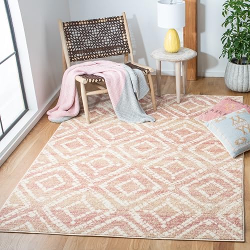 SAFAVIEH Adirondack Collection Accent Rug - 4' x 6', Rose & Gold, Modern Diamond Distressed Design, Non-Shedding & Easy Care, Ideal for High Traffic Areas in Entryway, Living Room, Bedroom (ADR131Q) by Unknown