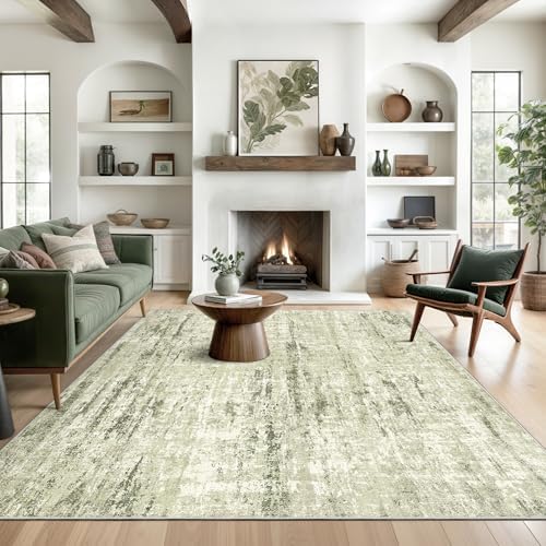 Valenrug 9x12 Area Rug, Large Abstract Washable Rugs for Living Room Green by Valenrug