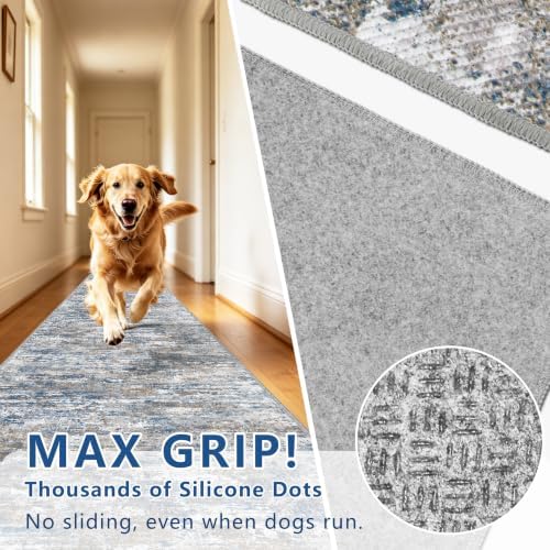 Washable Carpet Runners for Hallway 14ft-Non Slip Floor Runners for Dogs, Abstract Hallway Runner Rug with ‌Silicone Backing, Stain Resistant Rug for Indoor High Traffic,2.6x14,Multi - Image 5