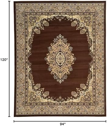 Unique Loom Reza Collection Traditional Persian Style Area Rug, 8 x 10 ft, Brown/Ivory - Image 2