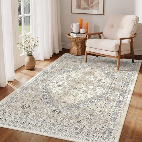 zesthome 3x5 Rug for Entryway,Washable Area Rug,Beige - Image 4