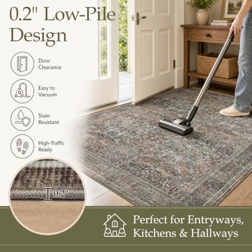 JOLLYVOGUE 5x7 Area Rugs for Living Room, Vintage Washable Rug, Brown - Image 6