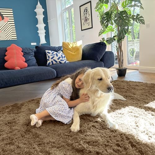 OLANLY 2x8 Machine Washable Runner Rugs for Hallway, Soft Fluffy Shaggy Bedside Rugs for Bedroom, Living Room, Indoor Floor Carpet for Kids Girls and Boys, Home Decor Aesthetic, Taupe - Image 5
