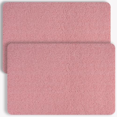 Hargiis Non-Slip Bathtub Mat, 2 Pack Anti Slip Shower Mat, Fast Drying Bathtub Mats, Foot Scrubber Mat, Anti Slip Mat for Tub, Floor, Bathroom, Kitchen, Home, Hotel (Pink 24"×16"+24"×16") by Hargiis