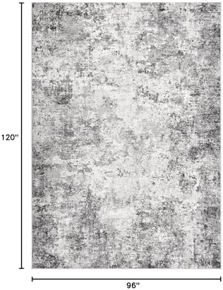 UERMEI 8x10 Area Rug Living Room Rugs - Washable Neutral Modern Abstract Soft Thin Rug Indoor Floor No Slip Rug Carpet for Bedroom Under Dining Table Home Office Decor - Grey - Image 2