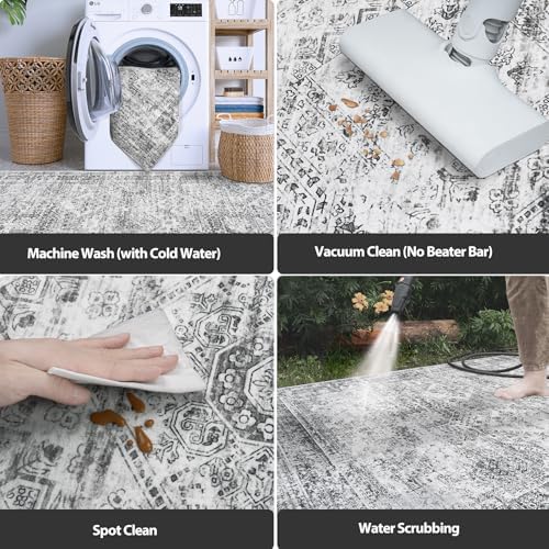 Aelenmu 9x12 Area Rugs for Living Room Washable Bedroom Dining Room Grey - Image 5