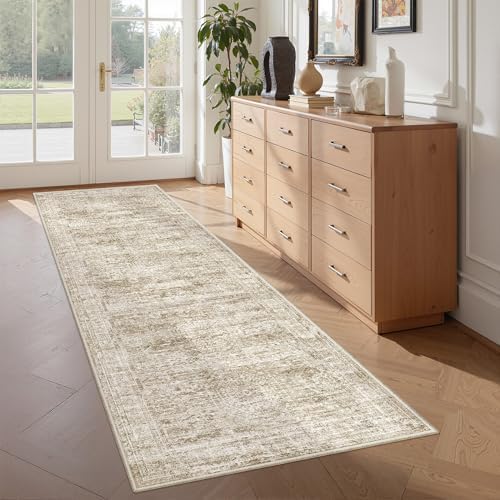 2x6 Runner Rug Non Slip,Washable Hallway Runner Rug,Brown by Restydon