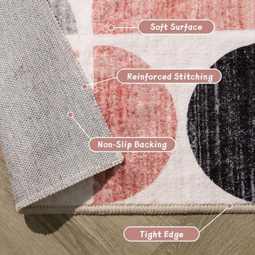MUJOO Round Rugs 9ft,Circle Area Rug Washable Non Slip Modern Abstract - Image 5