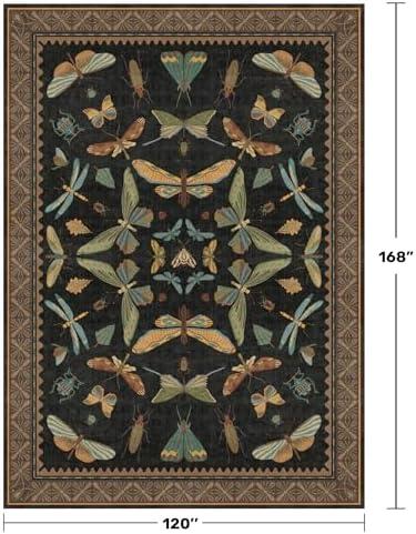 Big Black Area Rug for Living Room - Washable 10x14 Area Rug, Dining Room Rugs for Under Table, Soft Low Pile for Large Bedroom - Insect Witch Dark Moody Bug Decor, Non-Slip & Stain Resistance - Image 2