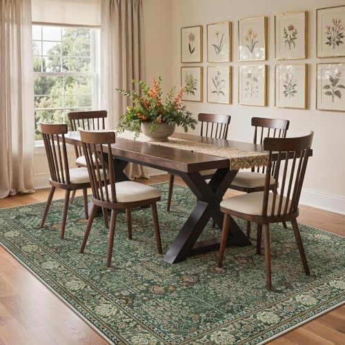 Bavni 2.5x7 Kitchen Runner Rug, Washable Non Slip, Forest Green - Image 5