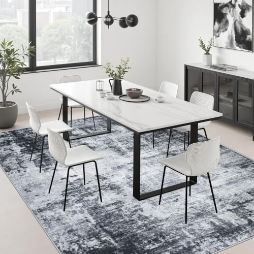 10x14 Area Rug Living Room: Modern Washable Soft Carpet Dark Black - Image 4