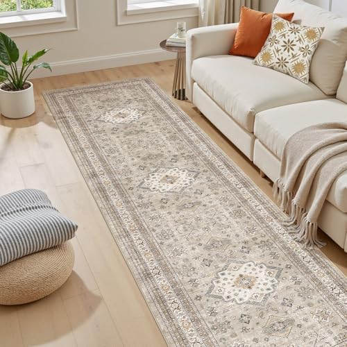 cotiled 2x8 Hallway Runner Rug for Entryway, Non-Slip Vintage, Beige - Image 5