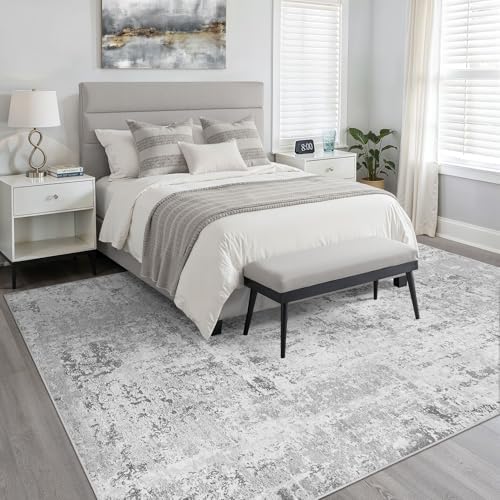 LOONGRUG 5x7 Area Rug Washable Neutral Modern Living Room Rug Light Gray - Image 4