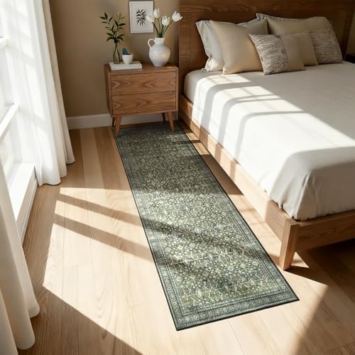 2'6"x14' Area Rugs for Hallways, Green Washable Non-Slip Kitchen Runner Rug - Image 4