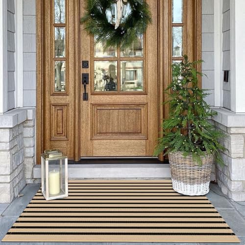 KOZYFLY Brown and Black Doormat 27.5x43 Inches Washable by KOZYFLY