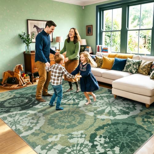 Boho Modern 6x9 Area Rug, Machine Washable Non-Slip Abstract Rug - Image 3