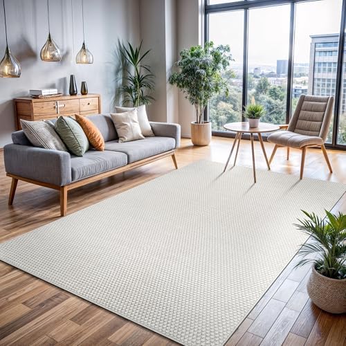 CAMILSON Easy Jute Rug 8x10, Indoor Outdoor Off-White Farmhouse Area Rugs for Living Room Patio and Kitchen Rug, Solid Woven Design, Easy-Cleaning, Non Slip Washable Outside Carpet (8 x 10) - Image 6