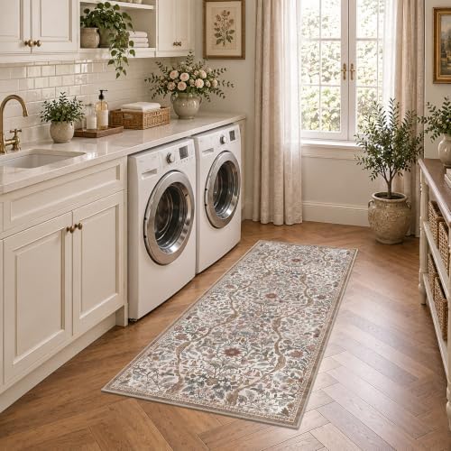 2x5 Floral Runner Rug for Hallway Washable Kitchen Runner Rug - Image 4