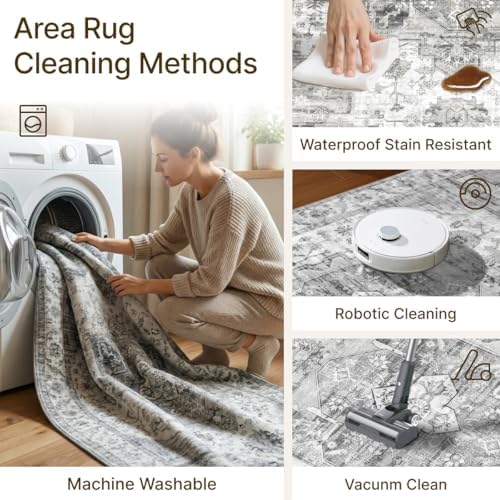 10x14 Area Rugs Washable Large Vintage Rug for Living Room Bedroom - Image 3