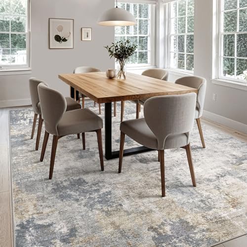 UERMEI 6x9 Area Rug Living Room Rugs - Washable Neutral Modern Abstract Soft Thin Large Rug Indoor Floor No Slip Rug Carpet for Bedroom Under Dining Table Home Office Decor - Blue Grey - Image 6