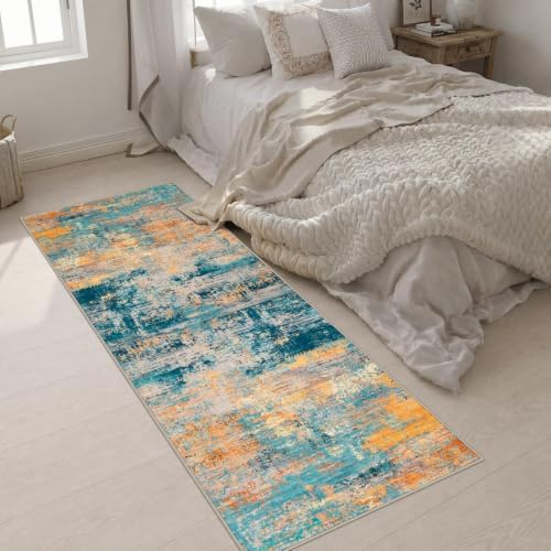 3x8 Washable Runner Rug：Modern Abstract Soft Carpet Rosy Haze - Image 4
