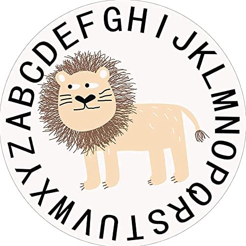 Poowe Cute Lion ABC Kids Play Mat Baby Nursery Rug Round Educational Alphabet Soft Area Rug Non Slip for Children Toddlers Bedroom (Round 47.2", ABC Lion) - Image 2