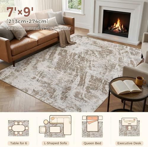 DMOYEST 7x9 Washable Area Rug Abstract Modern Non-Slip Indoor Carpet - Image 2