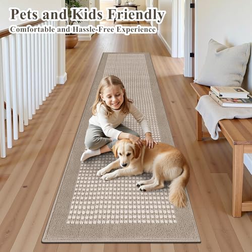 Ileading Hallway Runner Rug 2'x10' Heavy-Duty Durable Entryway Floor Mat with Non Slip Rubber Backing for Busy Traffic Extended Indoor Doormat Machine Washable Beige Kitchen Throw Rug for Corridor - Image 2