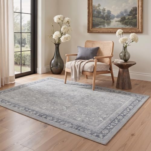 Bavni 8X10 Living Room Area Rug, Boho VintageDamask Washable Non Slip - Image 2
