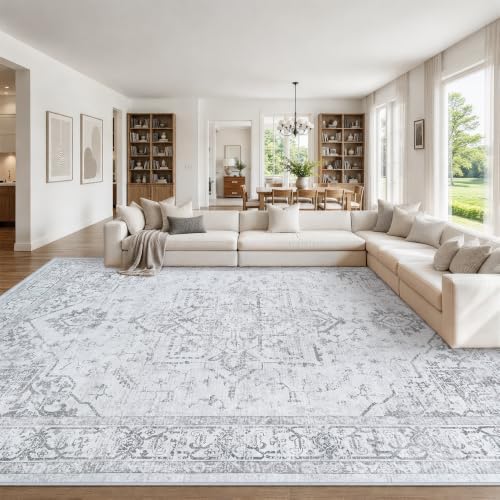 10x14 Washable Area Rugs for Living Room Grey Non-Slip Rug by Unknown