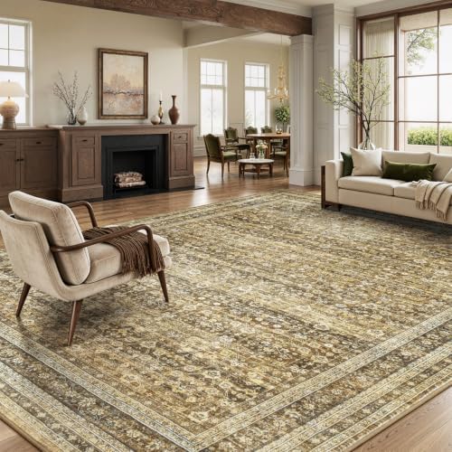 9x12 Area Rugs for Living Room Bedroom, Washable Vintage Boho Brown - Image 2