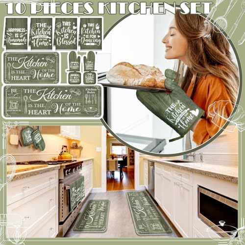 Fourluoo 10 Pcs Sage Green Kitchen Decor Set Farmhouse - Image 2