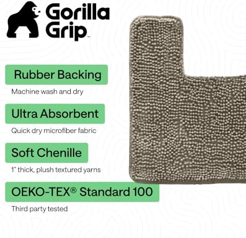 GORILLA GRIP Bathroom Area Rug Sets 2 Piece, Soft Chenille, 30x20 Latte - Image 3