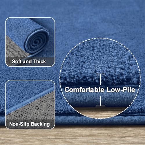Amearea Modern Washable Runner Rugs, 2x4 Feet Blue Bedroom Runner Rug - Image 3