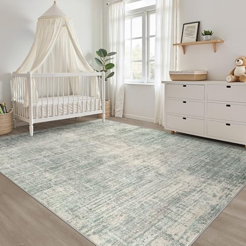 LOONGRUG 7x10 Area Rug Washable Neutral Modern Rug for Living Room Green - Image 7
