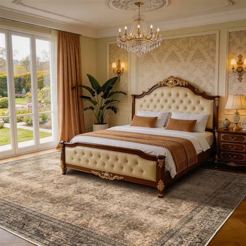 LIANLAM 8x10 Washable Area Rug, Vintage Boho Traditional Pattern, Non-Slip Stain Resistant Rug for Living Room Bedroom(8x10,Brown/Boho) - Image 2