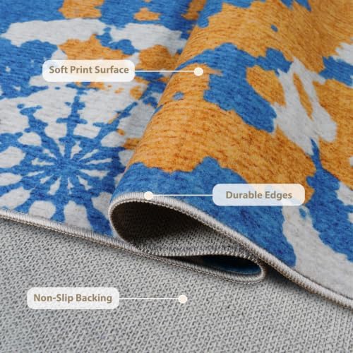 Boho 5x7 Area Rug, Washable Non-Slip Low-Pile Rugs for Living Room - Image 4